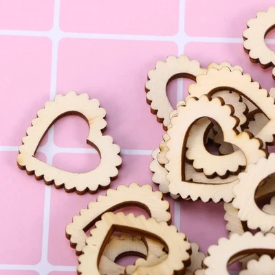  50 Pcs Party Decoration Valentines Decorations Wedding Hollow Hearts Wooden - image 1 of 4