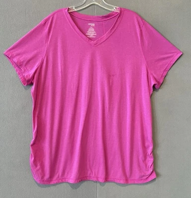 Danskin Now Mujer Rosa Suelto Cuello en V Confort Camiseta Talla 2X Foto 1 de 4