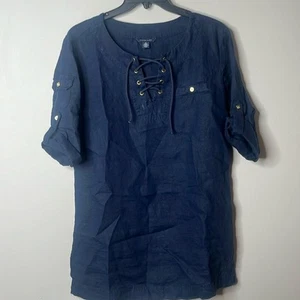Blusa Tommy Hilfiger azul marino de lino mediana - Imagen 1 de 5