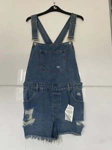 Ladies Blue Denim dungarees shorts size 12 Denim Co Summer Casual - Picture 1 of 4