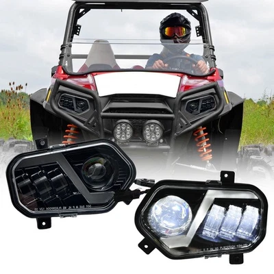 LED Headlights Plug and Play For 2011-14 Polaris RZR 800 ATV UTV For RZR 900 XP  - Image 1 of 4