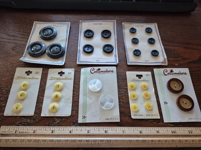 Vintage LOT of Buttons unused On original cards for sewing craft clothes jewelry - Image 1 of 4