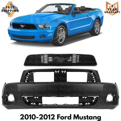 Front Bumper Cover Fascia Paintable & Grille Kit For 2010-2012 Ford Mustang Base Foto 1 de 4