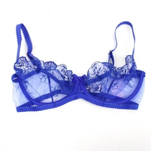 Agent Provocateur Jayce Plunge Lace Underwired Bra in Cobalt Blue Size 36DD - Picture 1 of 12