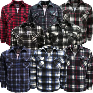 MENS LUMBERJACK CHECK COLLAR PADDED SHIRT THICK FUR LINED HOOD WINTER WORK SHIRT - Picture 1 of 10