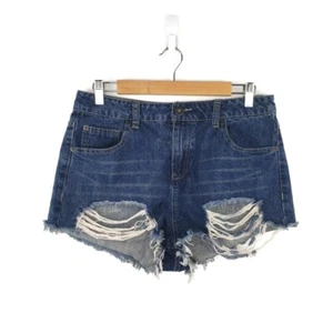 Highway Jeans Shorts Juniour Size 11 Blue Denim Cut Off High Rise Distressed - Picture 1 of 8