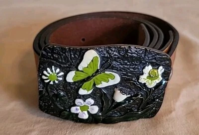 Silpada Women’s Brown Leather Medium Belt With Black Buckle And Butterfly - Image 1 of 4