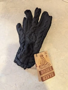 Neu mit Etikett Anden Geschenke handgestrickte Handschuhe schwarz Alpaka-Mischung Fair Trade hergestellt in Peru - Bild 1 von 4