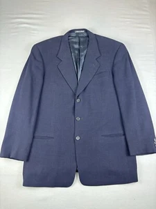 Vintage Giorgio Armani Sport Coat Mens 42R Navy Blue Wool Blend Knit Italy - Picture 1 of 15
