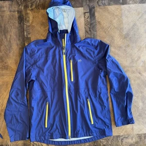 Men’s Southern Tide Blue Yellow Rain Wind T3 Jacket Tide To Trail W/ Hood - Picture 1 of 9