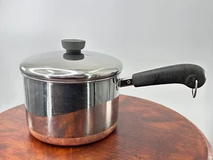 Sartén y tapa vintage Revere Ware 1801 fondo de cobre 3 cuartos Clinton IL - Imagen 1 de 17