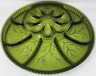 Vintage Indiana Glass Egg Hors D'Oeuvre Tray Green Indiana 7703 13
