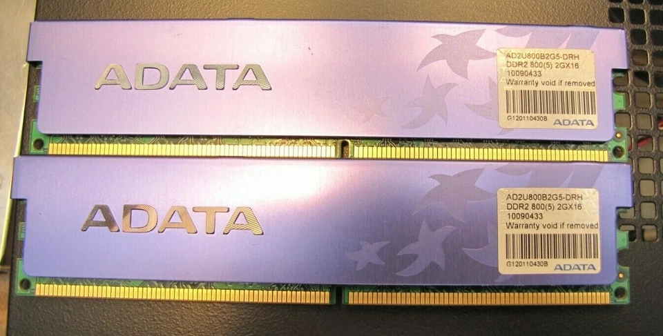 A-Data Technology PC2-6400 2x2 4 GB DIMM 800 MHz DDR2 Memory (AD2U800B2G5-DRH) - Image 1 of 4