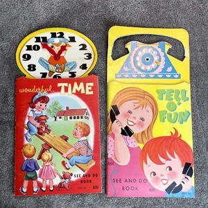 1960’s 2 Children’s See & Do Books by Lowe, Wonderful Time and Tell O’ Fun - Bild 1 von 8