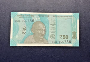 Indian New 50 Rupees Bank Note Ending Unique Number 786 - Picture 1 of 3