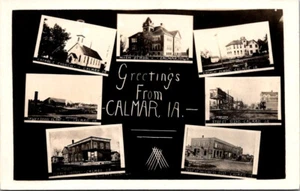 SALUDOS DESDE CALMAR, IOWA - VISTA MÚLTIPLE ALREDEDOR DE LA CIUDAD - ANTIGUA POSTAL CON FOTO REAL - Imagen 1 de 2