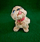 Vintage Pendelfin Stonecraft Hand Painted Figure  Tammy Puppy Dog Pink Collar