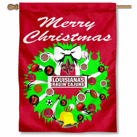 UL Lafayette Ragin Cajuns Merry Christmas Wreath Decorative Holiday Wreath Cover
