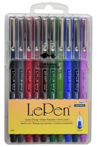 Marvy Uchida LePen Pens Micro-Fine Plastic Point Dark Set/10 4300-10B Brand NEW! - Picture 1 of 4