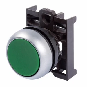 EATON M22-D-G Pushbutton 22.5mm Flush Mounted Green Actuator Silver Bezel - Picture 1 of 1