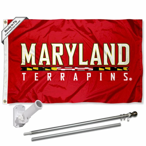 Maryland Terrapins Script Flag Pole and Bracket Gift Set Package Cover