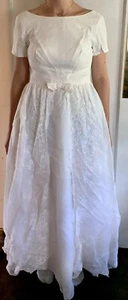 Vintage Dress 50/60s Union Made USA White Extra Small/Small Garden Wedding - Picture 1 of 20