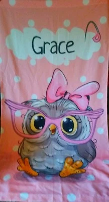 ♡ BÚHO LINDO ♡ ROSA GRANDE Bebé Niña Banner GRACE Panel de Tela ♡ Baby Shower  Foto 1 de 2