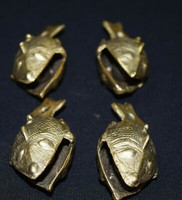 Set Of 4 Wall Hanging Bells Shark Shape Brass Vintage Style Cat Neck Bells Gift