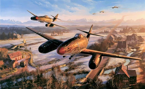 Return of the Hunters by Nicolas Trudgian autographed by Luftwaffe Jet Aces Cover