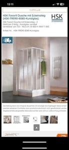 Duschabtrennung 80x80x185 NEU OVP, Eckeinstieg, 3-teilig - Bild 1 von 1