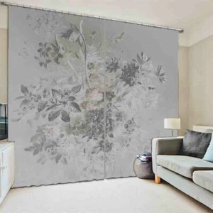 Mildew Grey Nice Paint 3D Curtain Blockout Photo Printing Curtains Drape Fabric - Picture 1 of 12