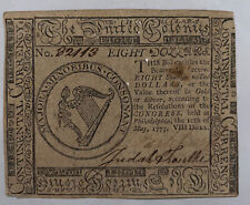 $8 Eight Dollars Continental Currency Note November 29, 1775 Cc 8