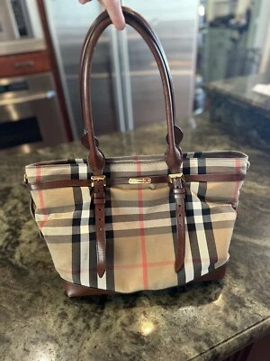 BURBERRY PURSE SIGNATURE Canvas Bag - Leather Trim,Good Condition, Used - Image 1 of 2