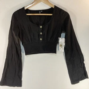 Rip Curl Womens Black Cropped Blouse Top Sz XXS BNWT - Picture 1 of 9