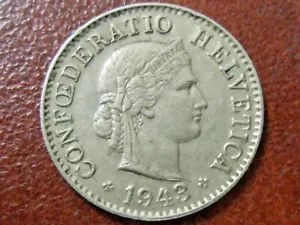 1943-B Swiss Five (5) Rappen Coin - Picture 1 of 6