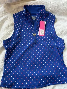 Lilly Pulitzer Callie Half Zip Borealis Blue Luxletic Top Size M - Picture 1 of 5