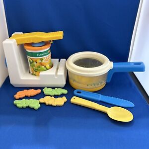 Vintage Fisher Price 'Fun With Food' Can Opener Mixed Veggies w/ Can, Pot, Spoon