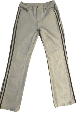 Pantalones de mezclilla elásticos para mujer DG2 By Diane Gilman talla 8 tostados con rayas laterales Foto 1 de 4