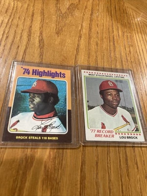 Lou Brock 1975 Topps # 2 / 1978 Topps # 1 обе карты в отличном состоянии HOF!! - Изображение 1 из 4