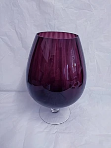 Große Vintage Empoli lila Kurzstiel Glas Ballon Vase 26 cm hoch - Bild 1 von 6