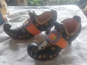VTG Halloween Candle Holder Witch Shoe Figurine set - Picture 1 of 10
