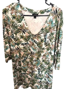 J Jill große Tunika Oberteil grün blau 3/4 Arm V-Ausschnitt Wearever Collection weich - Bild 1 von 7