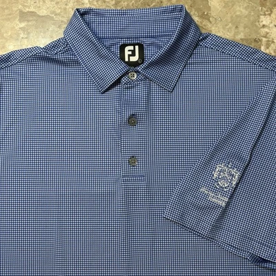 Footjoy Polo Shirt Mens Large Blue Houndstooth Trump National Jupiter Golf - Image 1 of 4