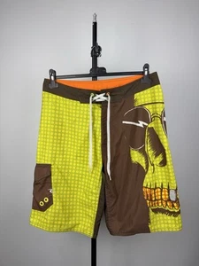 00s CRAZY Rip Curl Skull Print Boardshorts Surf Art Style Men’s M / 32 Size - Picture 1 of 8