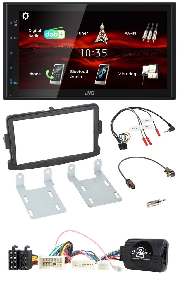 JVC USB Bluetooth Lenkrad DAB 2DIN Autoradio für Dacia ab 2012 schwarz - Bild 1 von 4