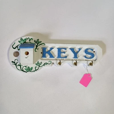 Porta llaves de madera con colgante de pared decorativo para casa de pájaros campo cabaña  Foto 1 de 4