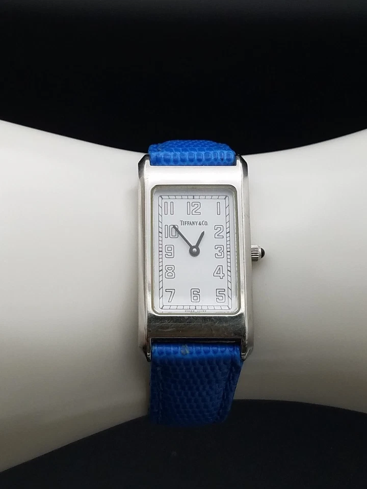 Tiffany & Co. Vintage Tank Ladies Watch Swiss Made Stainless Steel Leather Strap - Image 1 of 4