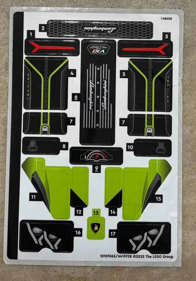 NEW LEGO | Sticker Sheet for Set 42161 - Technic Lamborghini Huracan - Image 1 of 1