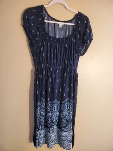 Motherhood Maternity Blue Paisley Floral Dress Short Sleeve Size M - Picture 1 of 5