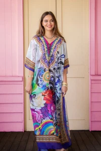 New Kaftan Lounge Wear plus size boho dress summer women Indian light fabrics 2 - Picture 1 of 9